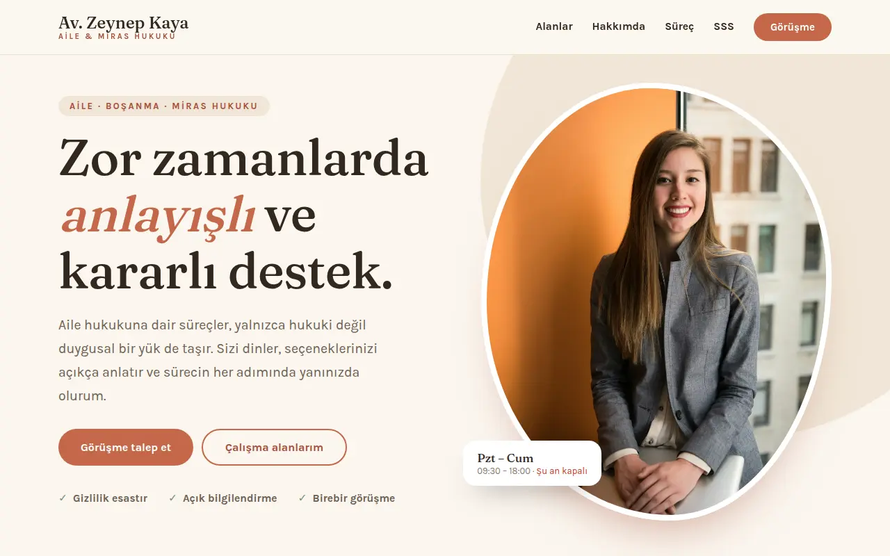 Aile Hukuku Avukatı Web Sitesi — Av. Zeynep Kaya